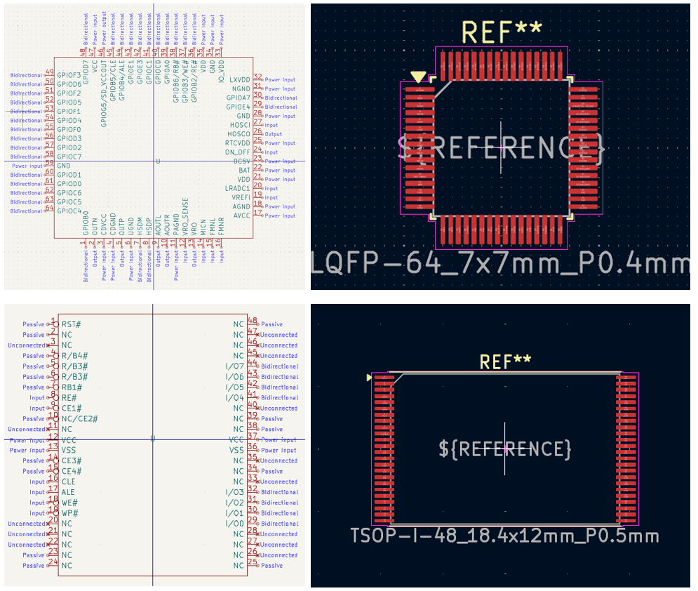 Custom KiCad symbols and footprints for non-standard components